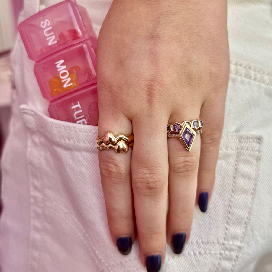 Purple Kite Cut Sapphire Ring