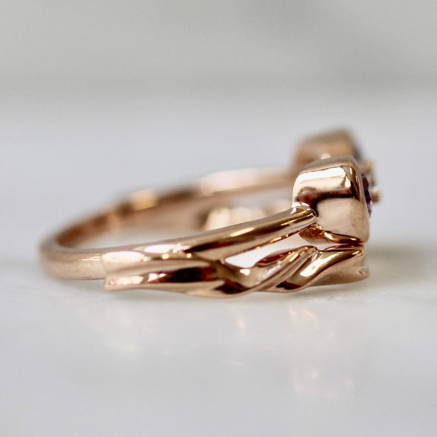 Purple Pear Sapphire Bow Ring