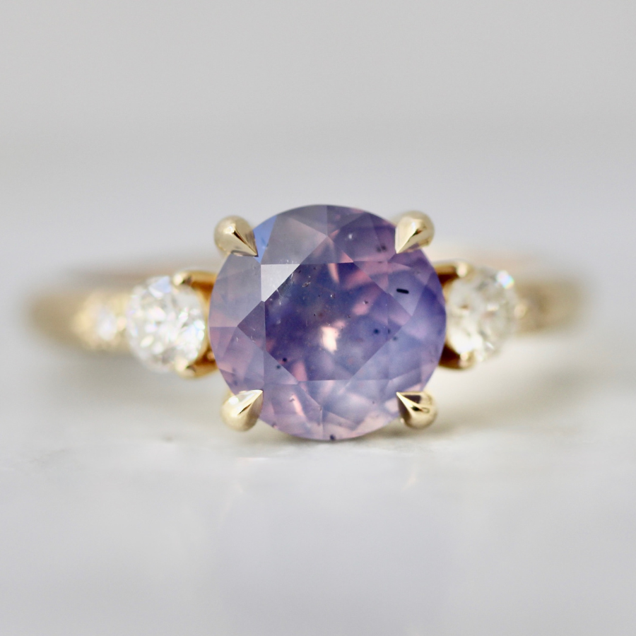 Purple Round Cut Opalescent Sapphire Ring