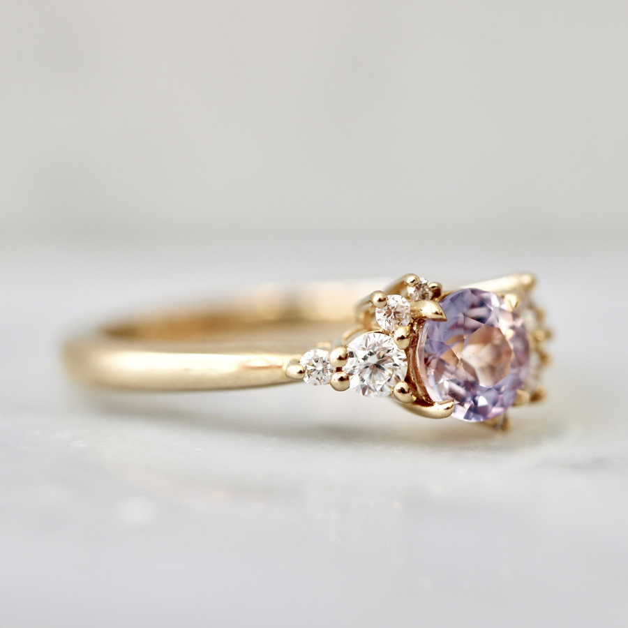 Taro Trifle Purple Round Cut Sapphire Ring