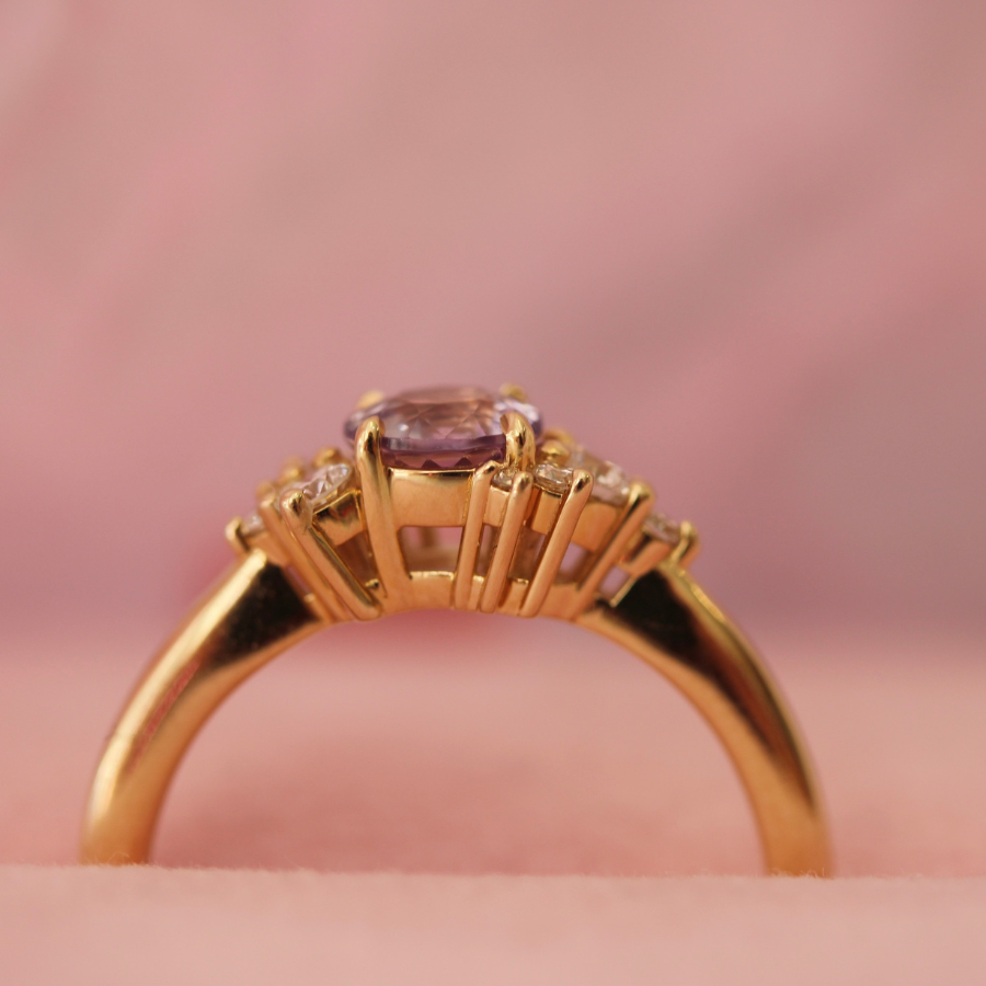 Taro Trifle Purple Round Cut Sapphire Ring
