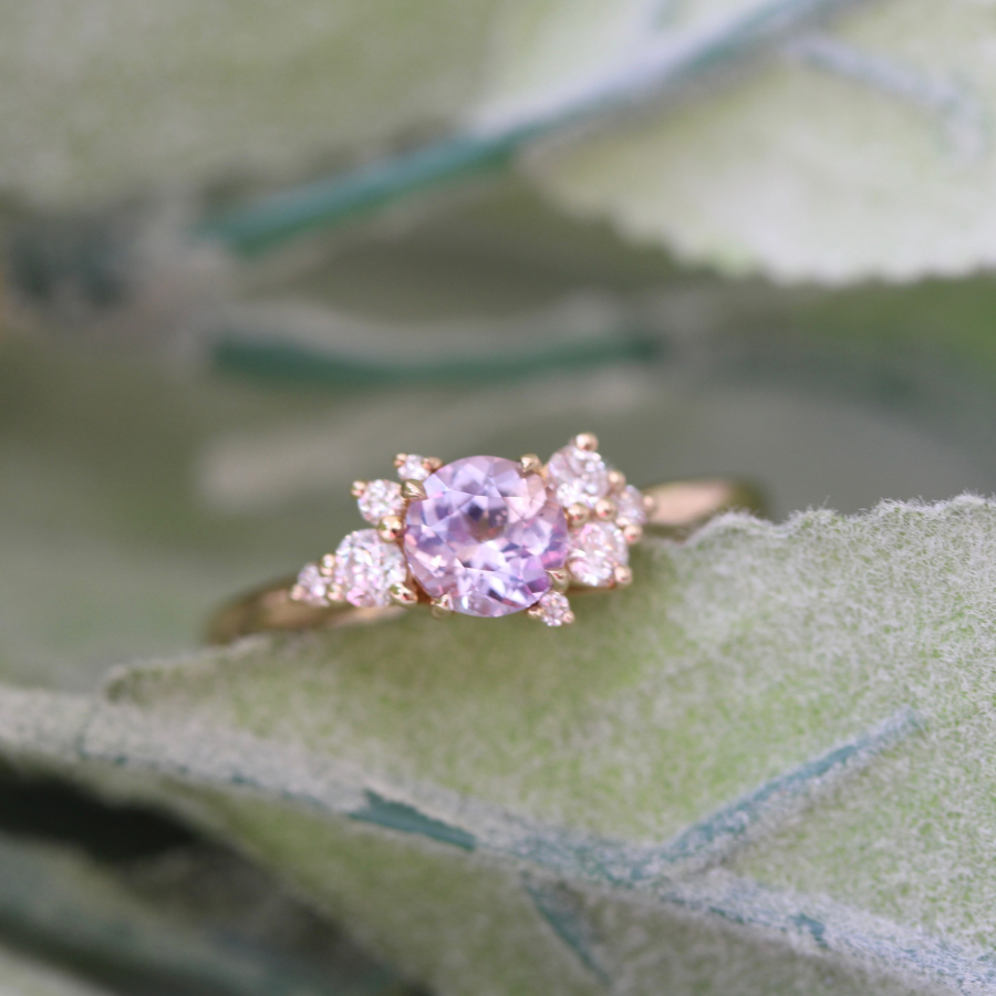 Taro Trifle Purple Round Cut Sapphire Ring