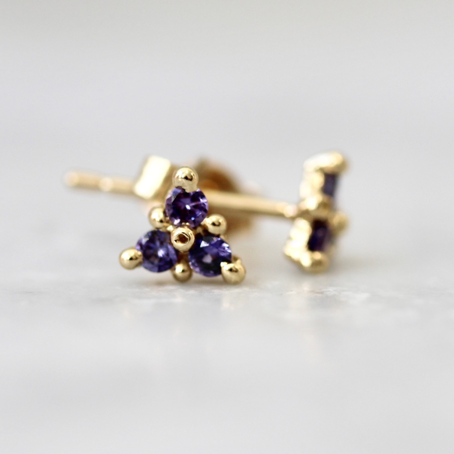 Purple Sapphire Cluster Earrings
