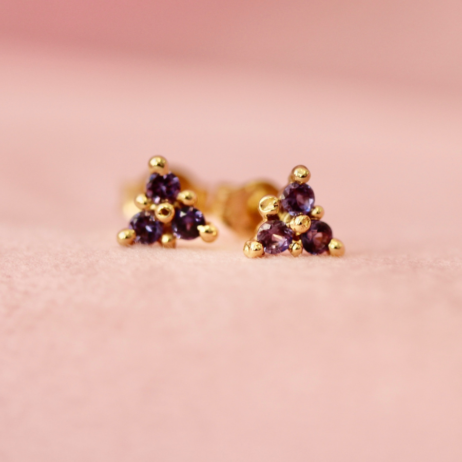 
            Purple Sapphire Cluster Earrings
