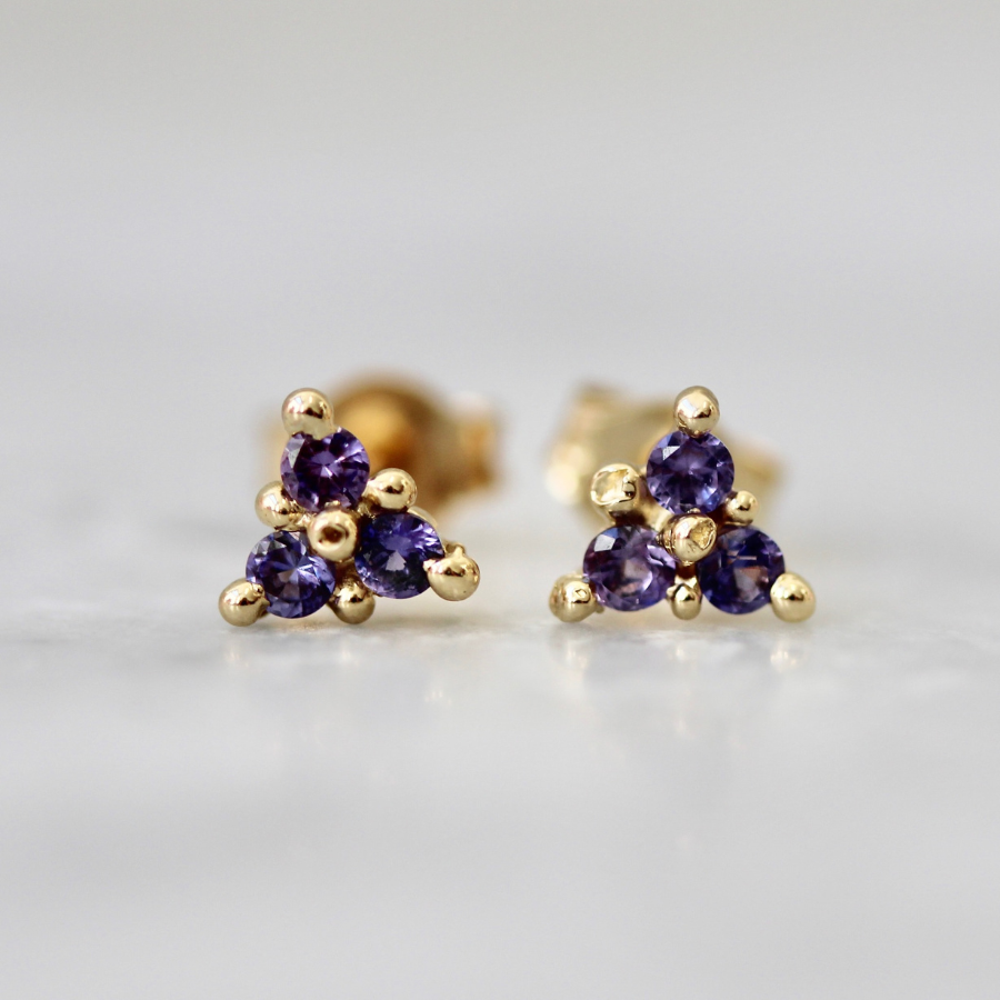 Purple Sapphire Cluster Earrings
