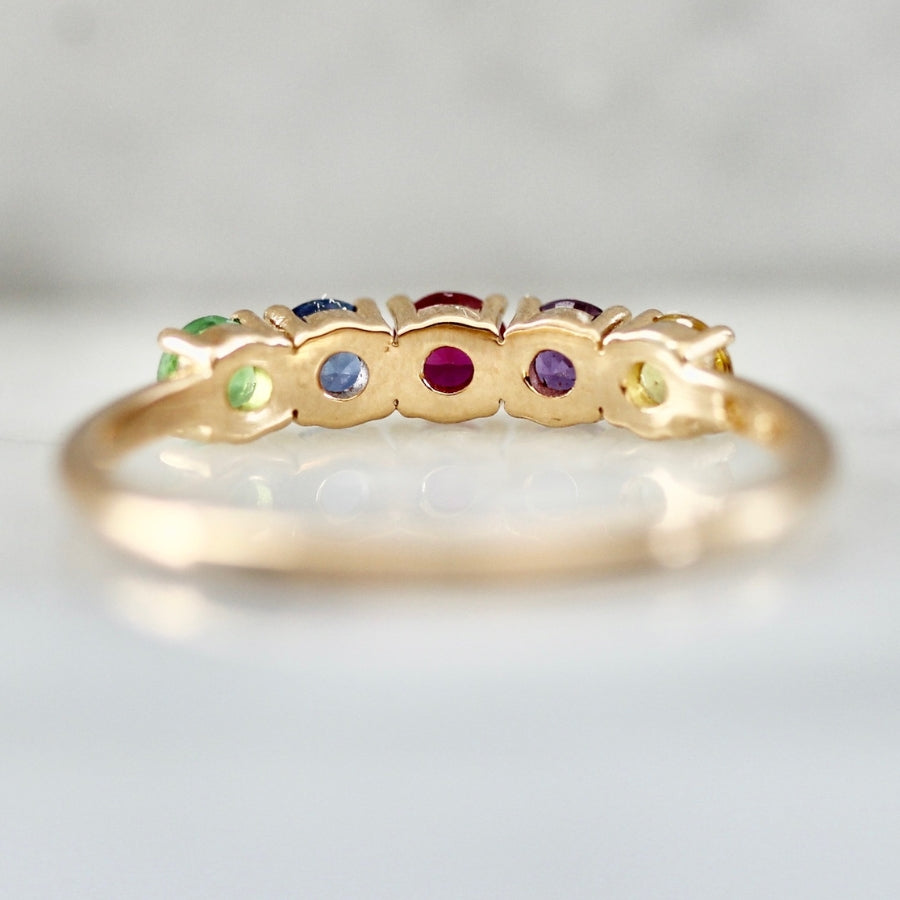 Rainbow Unicorn Round Brilliant Cut Sapphire Band