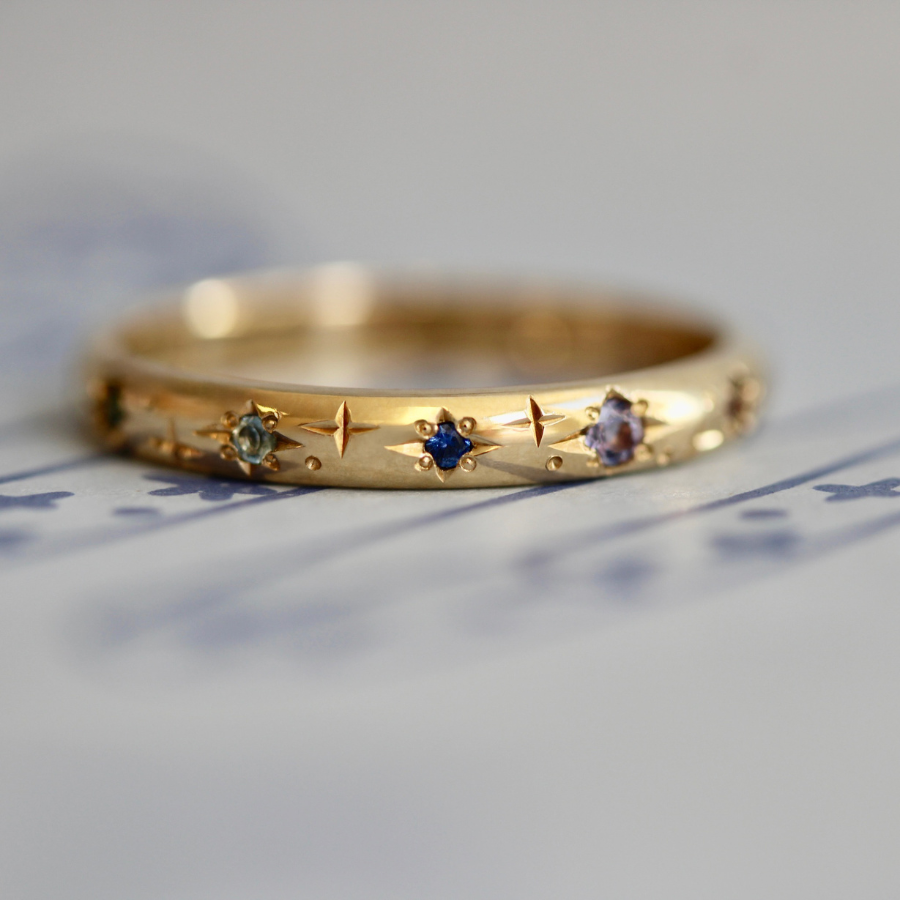 rainbow celestial gemstone band