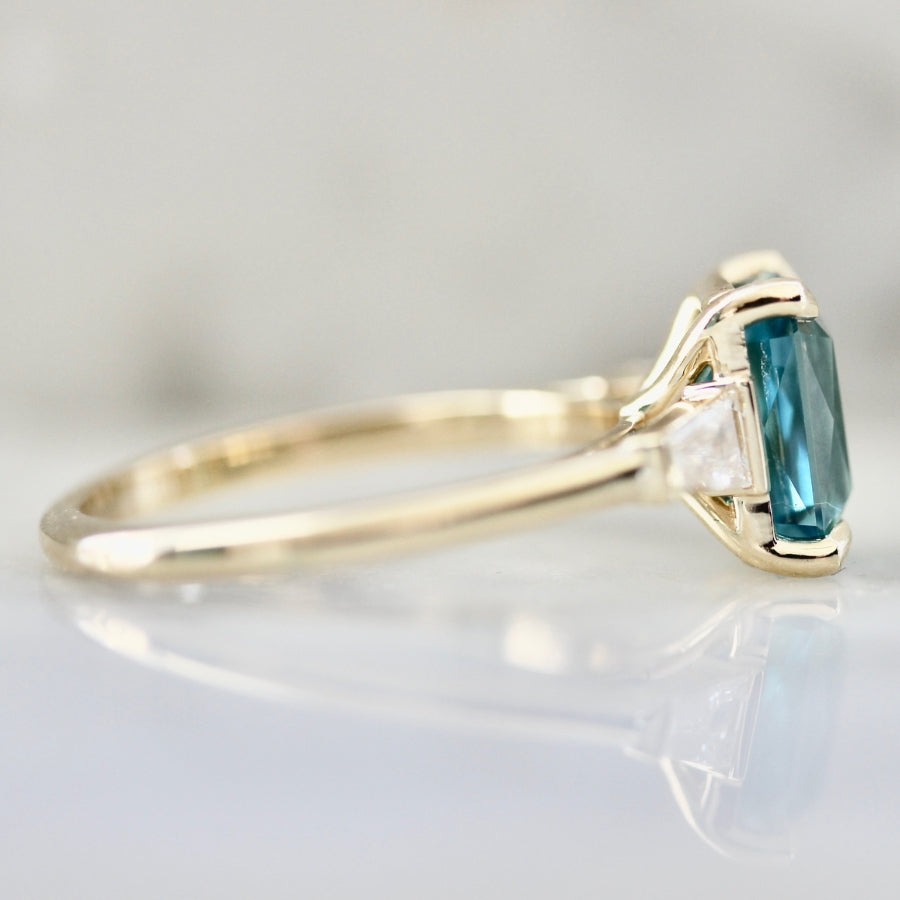 Regatta Teal Radiant Cut Zircon Ring