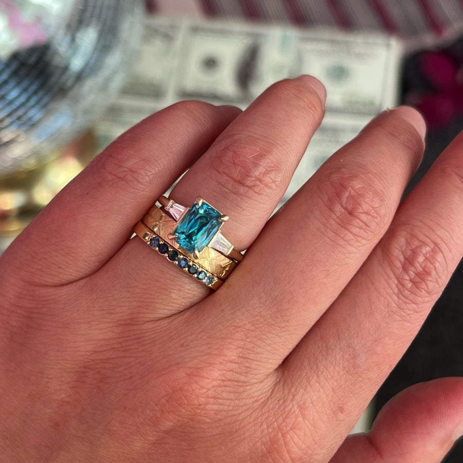 Regatta Teal Radiant Cut Zircon Ring