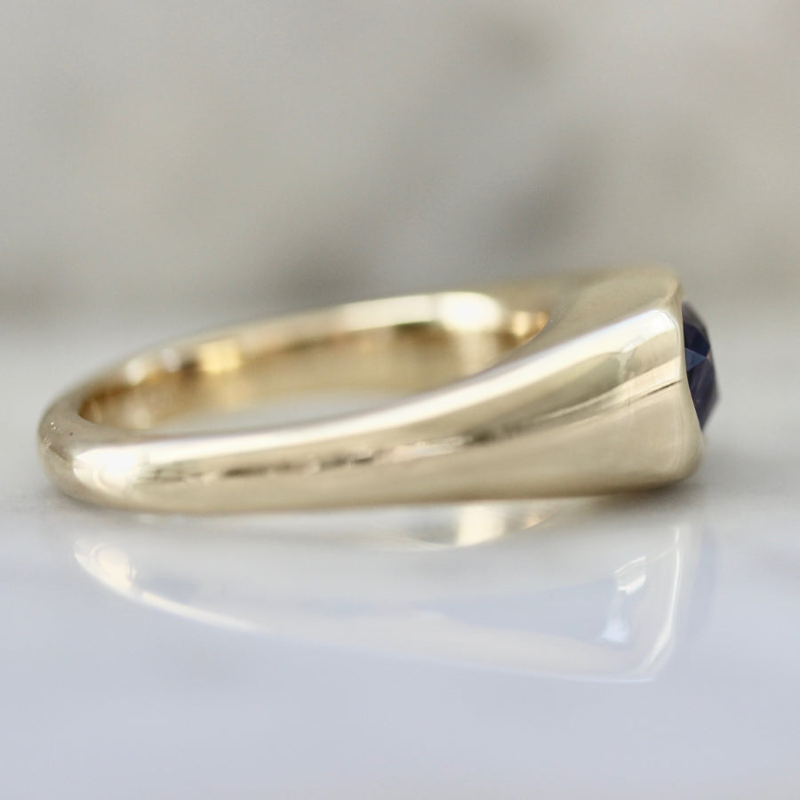 Rorschach Purple-Blue Heart Cut Sapphire Bombe Ring