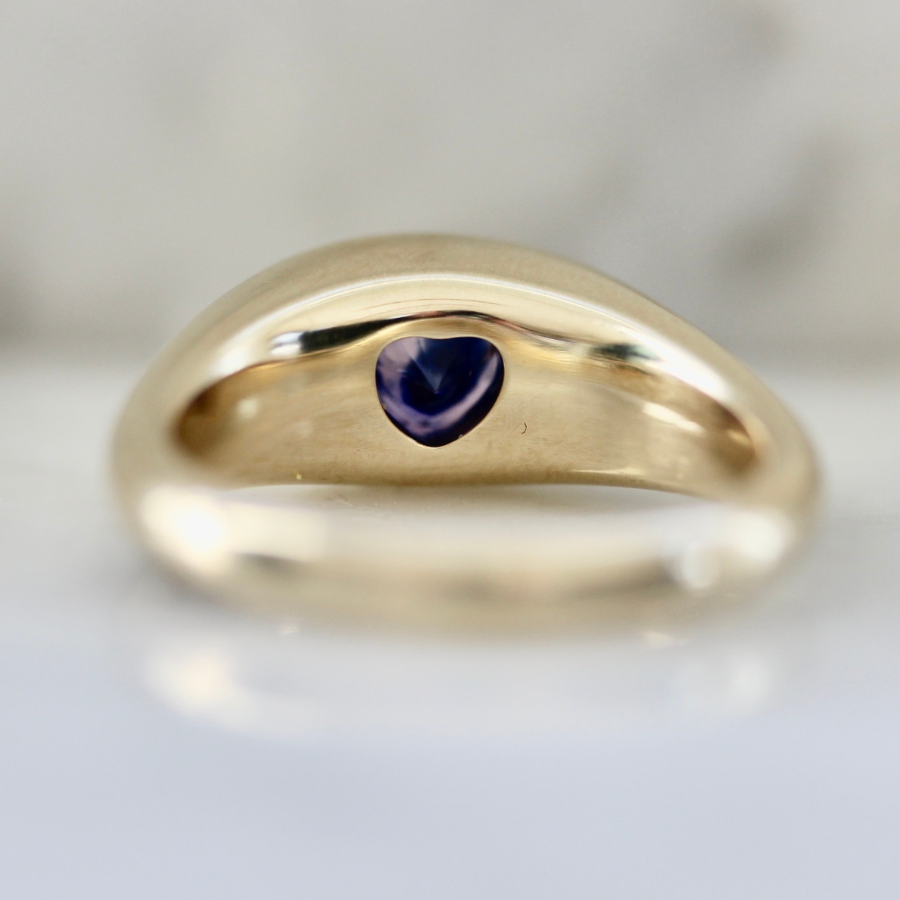 Rorschach Purple-Blue Heart Cut Sapphire Bombe Ring