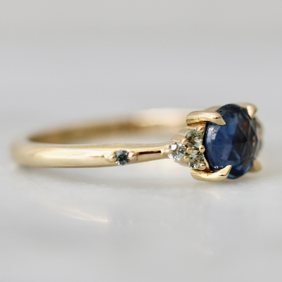 
            rose cut blue sapphire ring