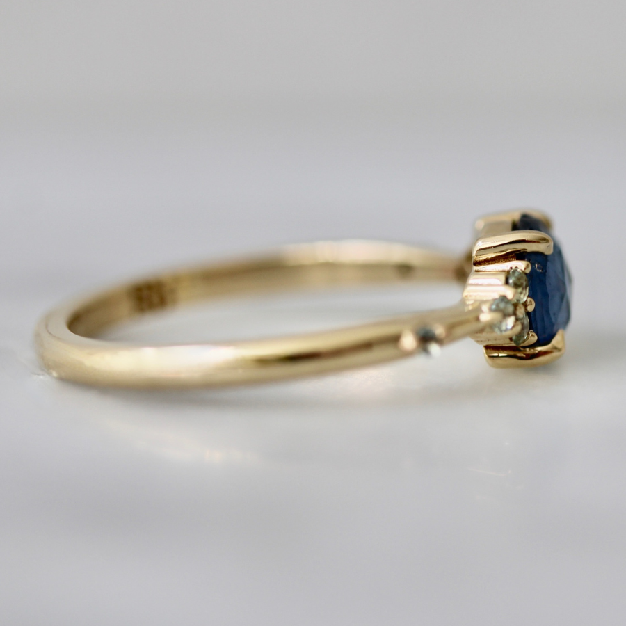 rose cut blue sapphire ring