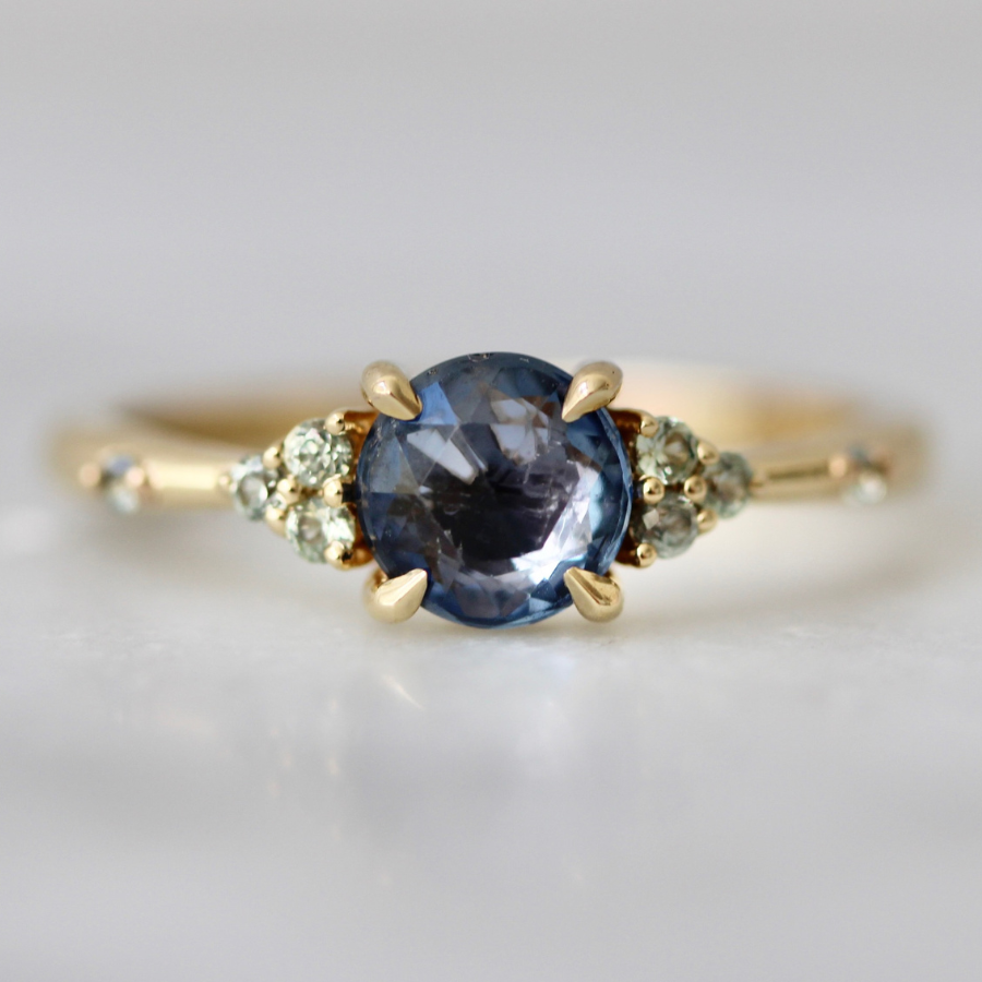 
            rose cut blue sapphire ring