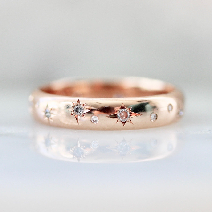 Rose Gold Celestial Inspired Diamond Ring 3149