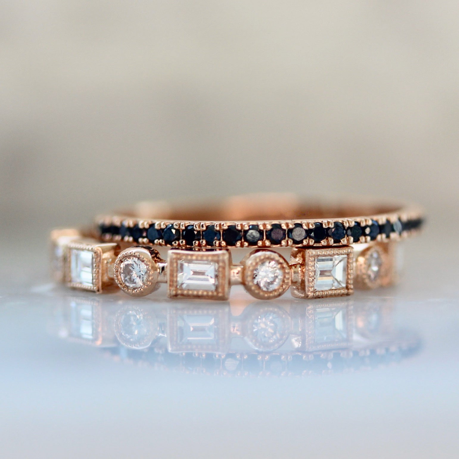 1717 Rose Gold Vintage Style Wedding Set