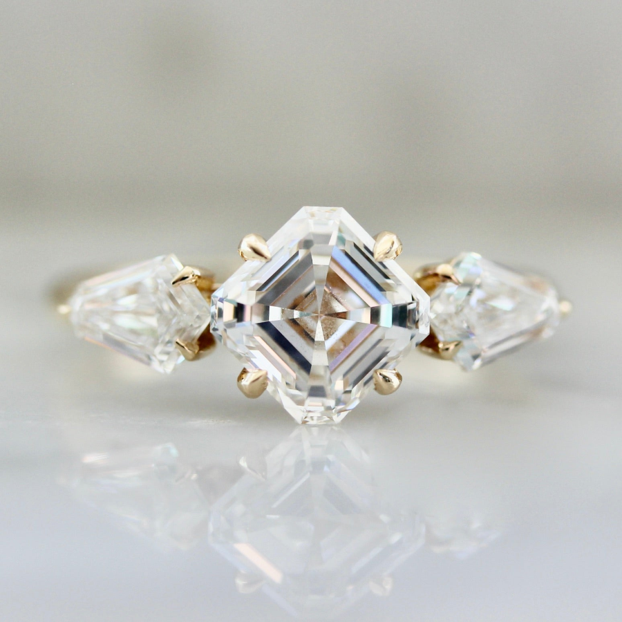 Catherine's Ring -Rotated Asscher Cut Diamond Engagement Ring 