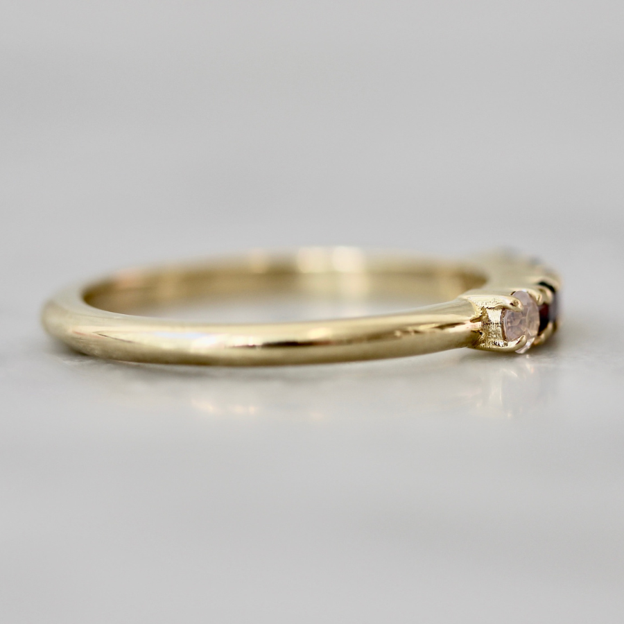 Round Cut Opalescent Sapphire Band