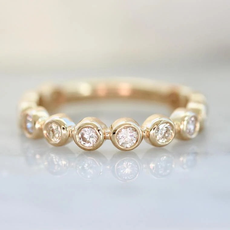 Bezeled Diamond Gold Wedding Band