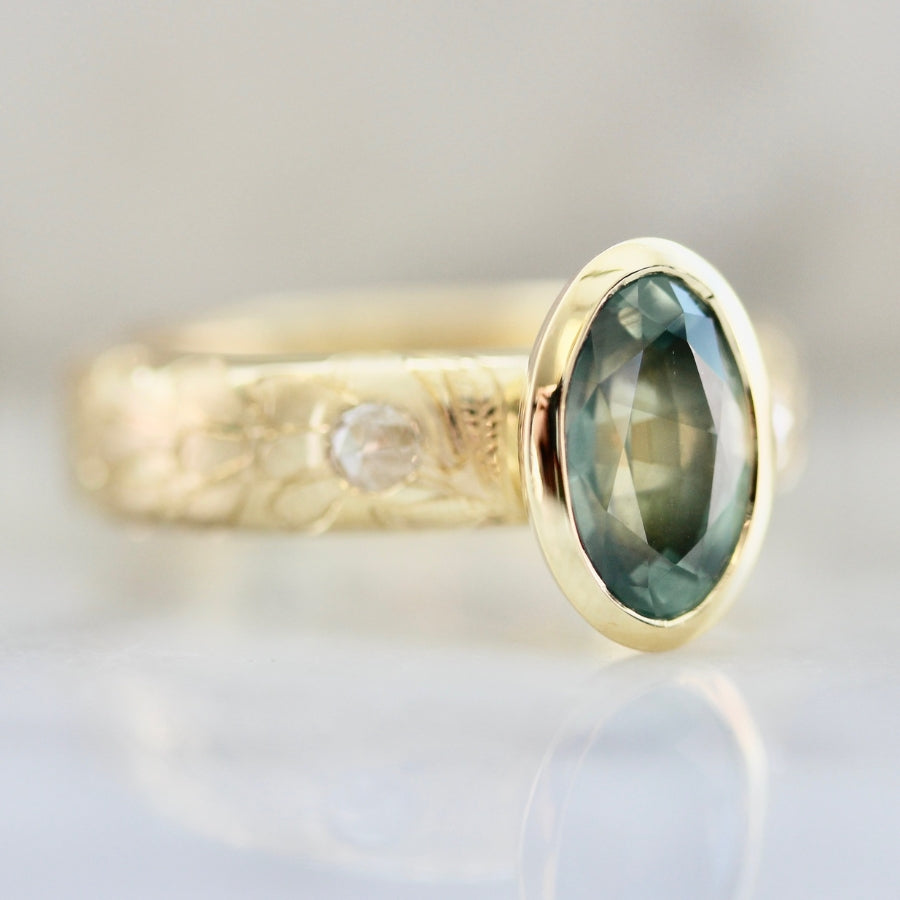 Secret Garden Green Oval Cut Montana Sapphire Ring