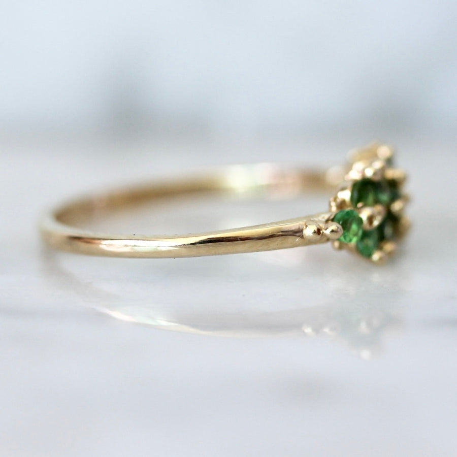 
            Shamrock Green Sapphire &amp; Tsavorite Cluster Ring