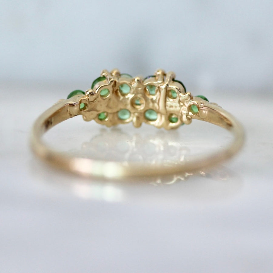 Shamrock Green Sapphire & Tsavorite Cluster Ring