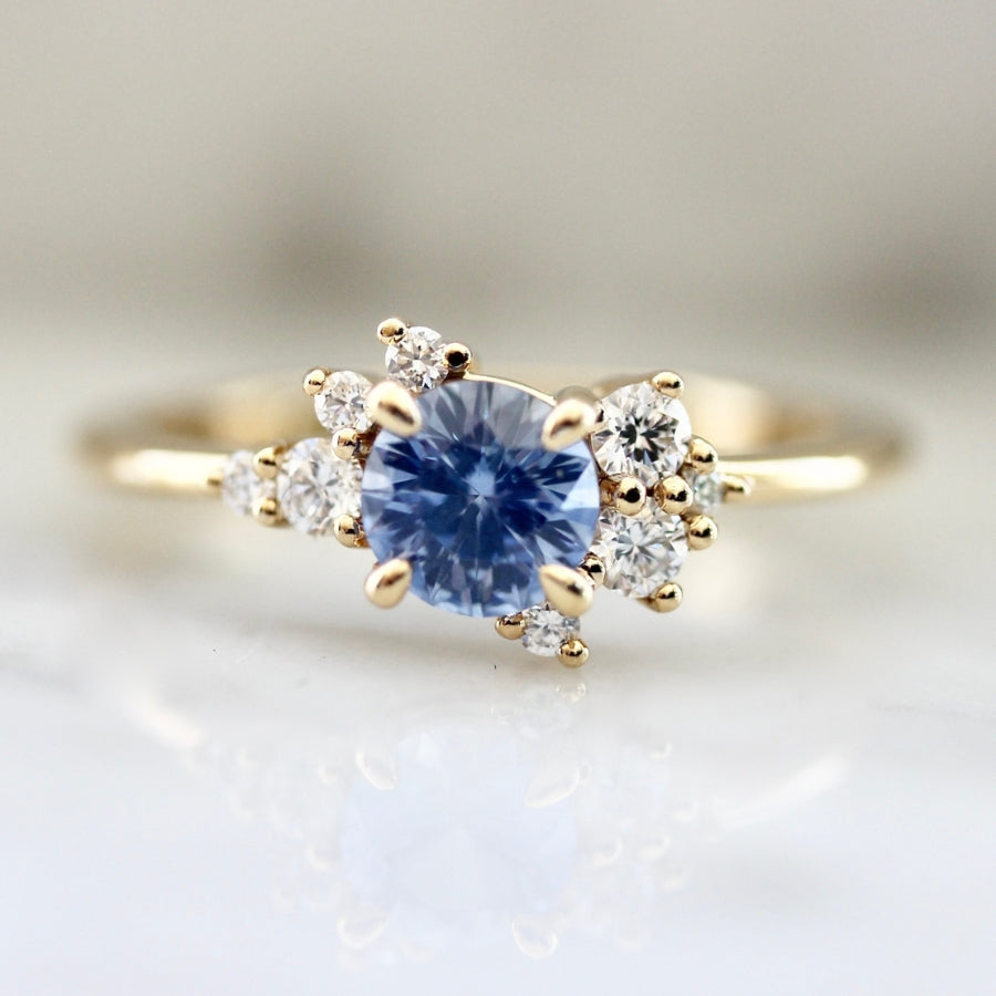 Skyline Blue Round Cut Sapphire Ring Gem Breakfast