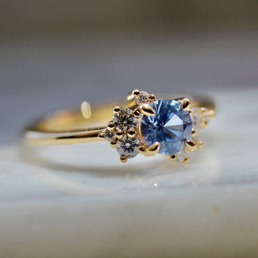 Skyline Blue Round Brilliant Cut Sapphire Ring