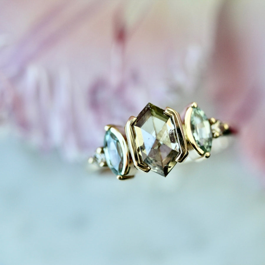 Snickerdoodle Champagne Hexagon Cut Diamond Ring