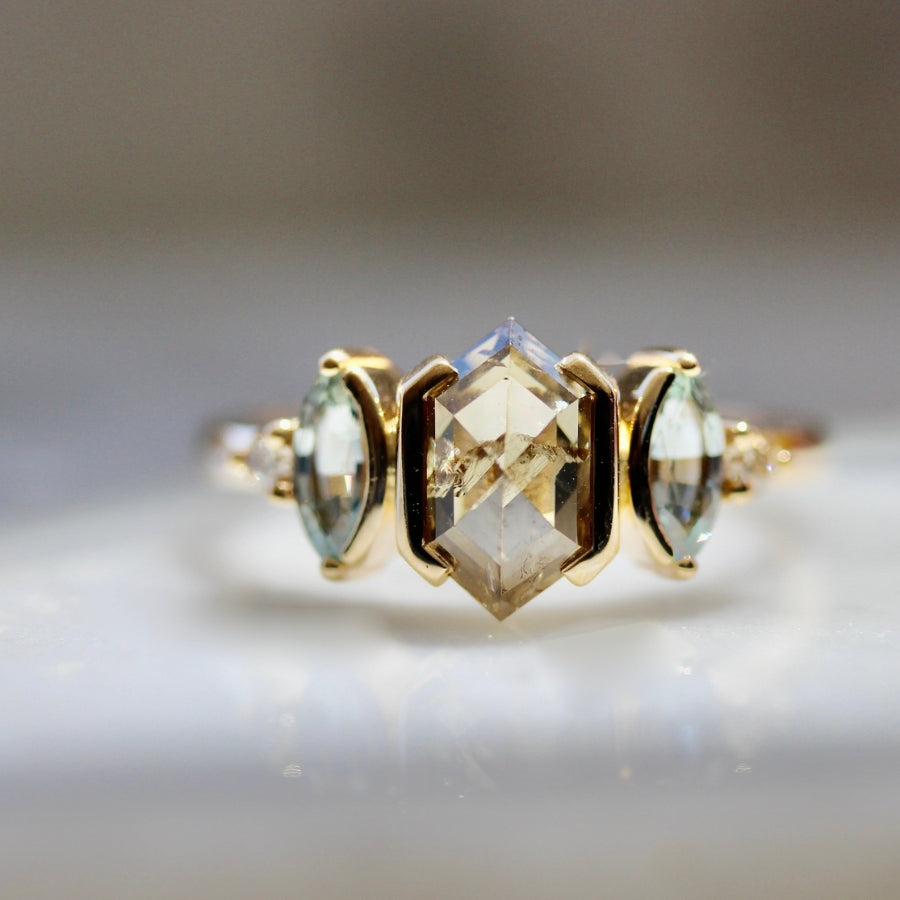Snickerdoodle Champagne Hexagon Cut Diamond Ring