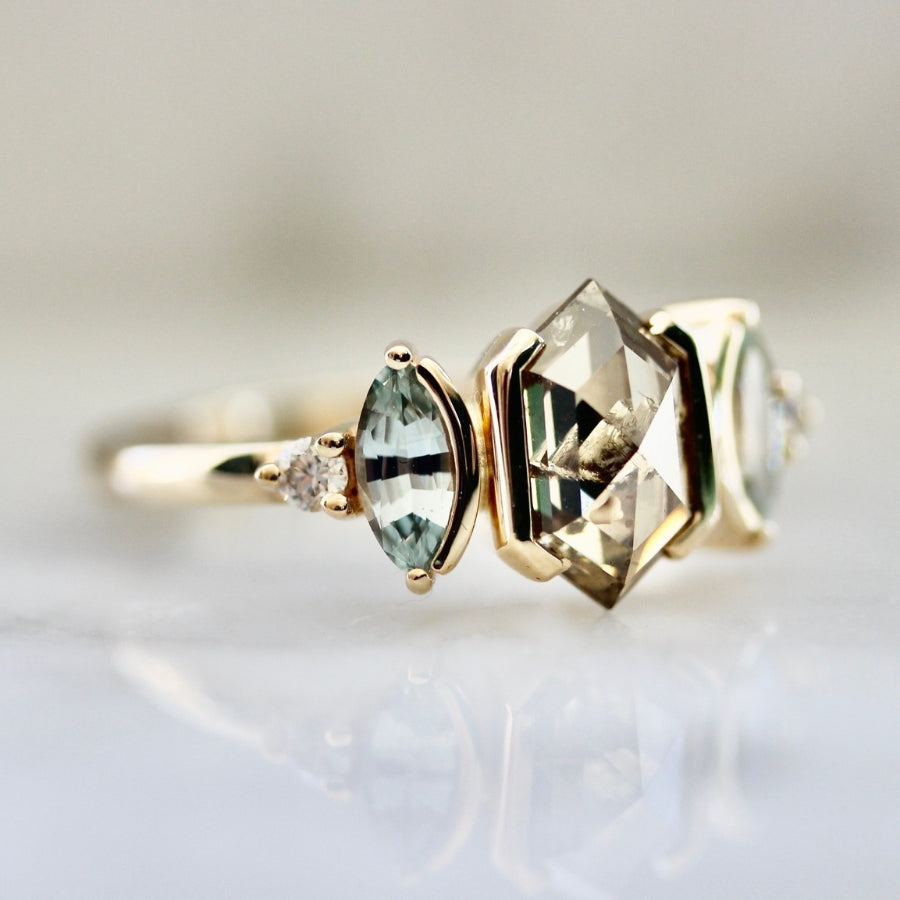 Snickerdoodle Champagne Hexagon Cut Diamond Ring