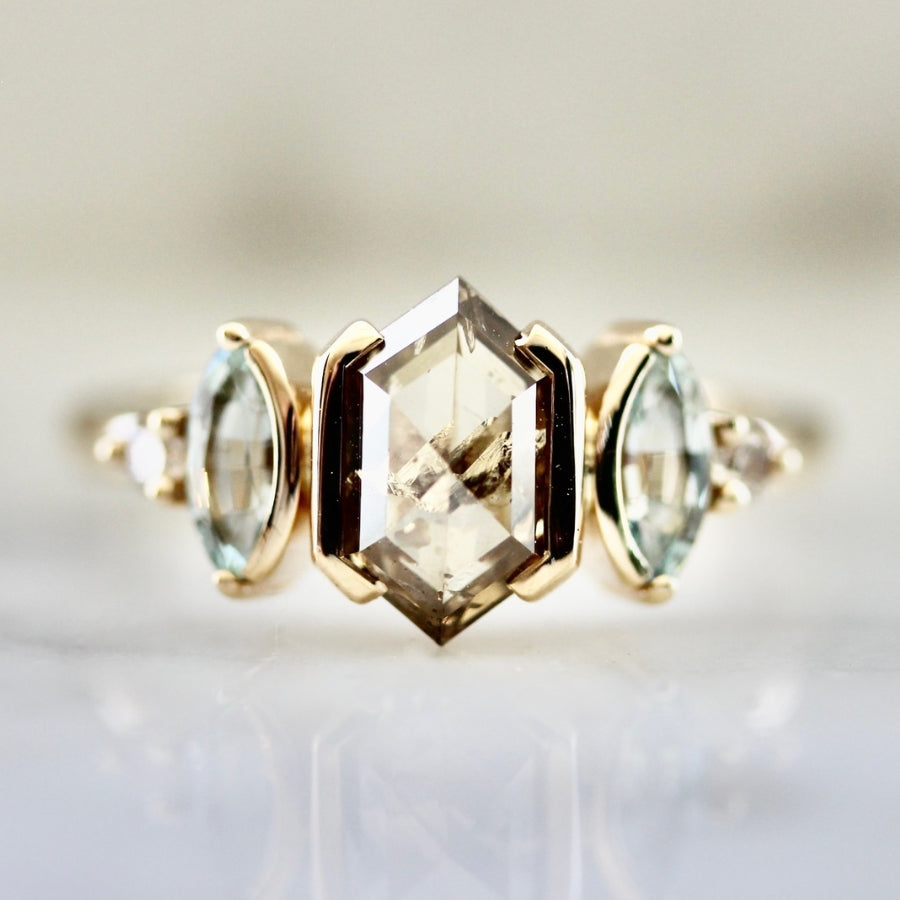 Snickerdoodle Champagne Hexagon Cut Diamond Ring - Gem Breakfast