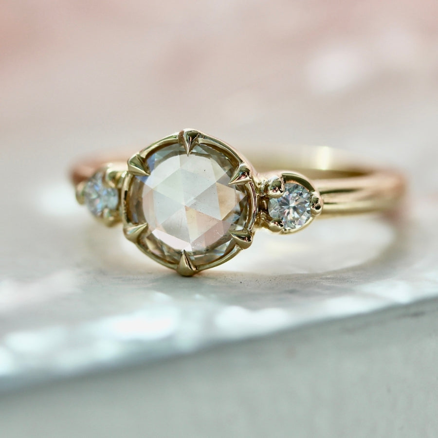 
            Snow Cone White Round Rose Cut Diamond Ring