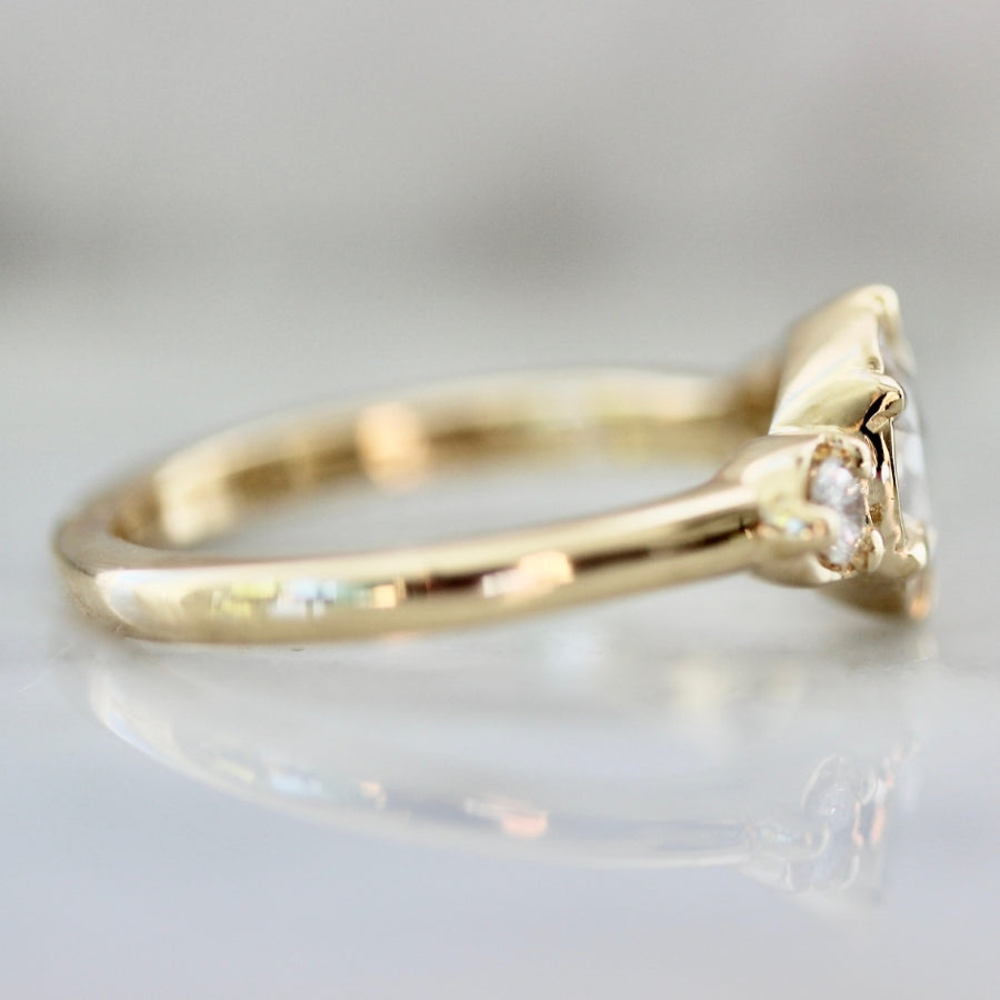 Snow Cone White Round Rose Cut Diamond Ring