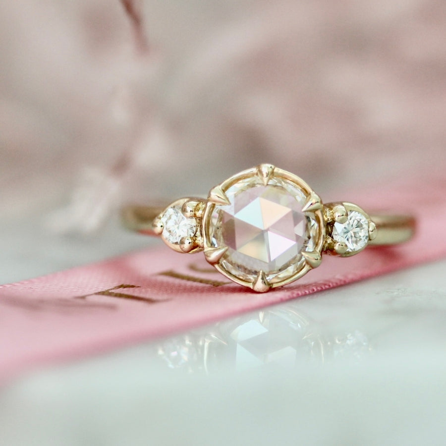 
            Snow Cone White Round Rose Cut Diamond Ring