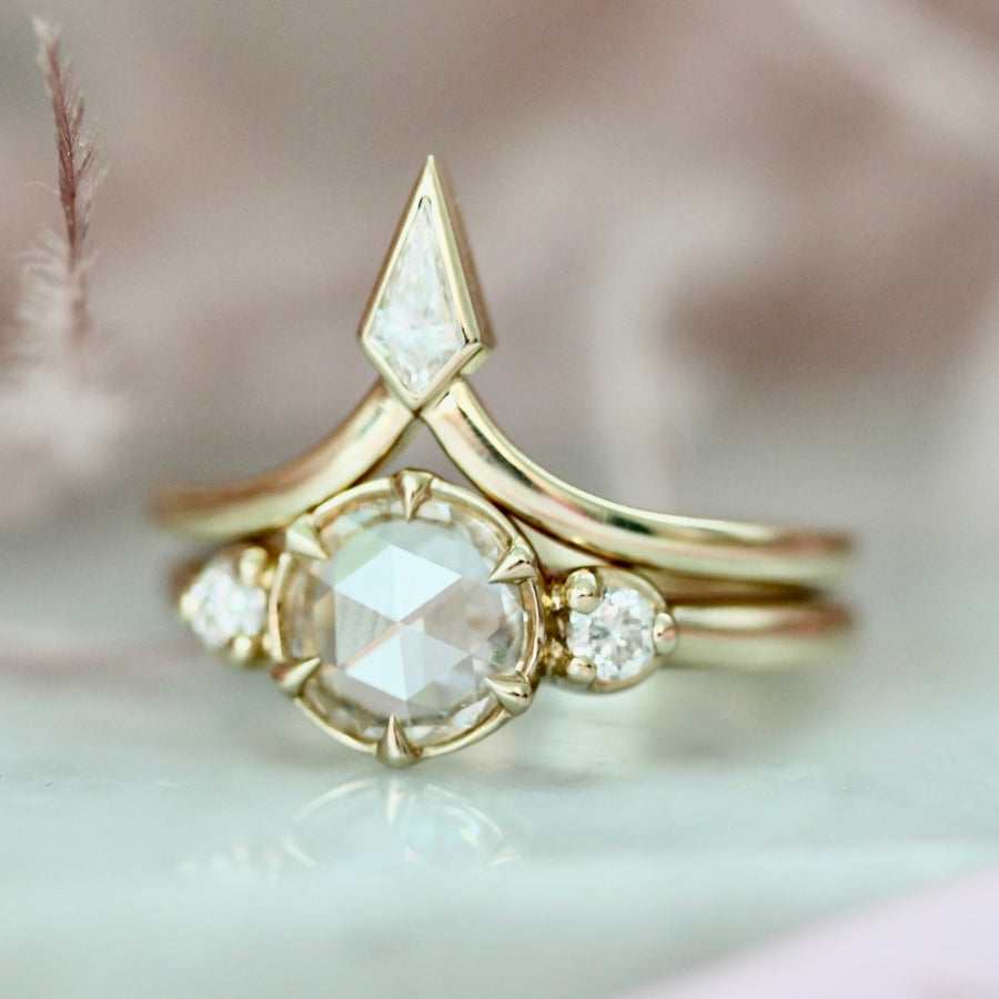 
            Snow Cone White Round Rose Cut Diamond Ring