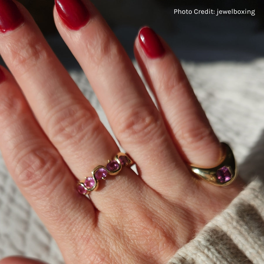 Soft Serve Power Pink Oval Cut Sapphire Band
