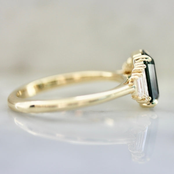 Solarium Green-Teal Radiant Cut Sapphire Ring