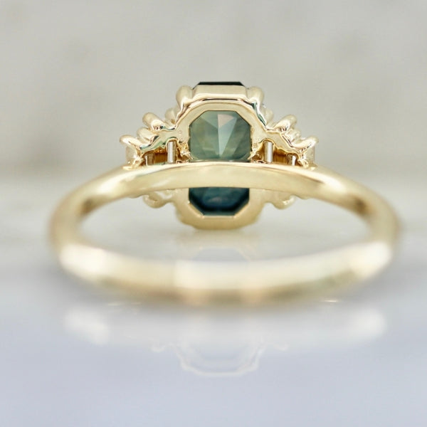 Solarium Green-Teal Radiant Cut Sapphire Ring