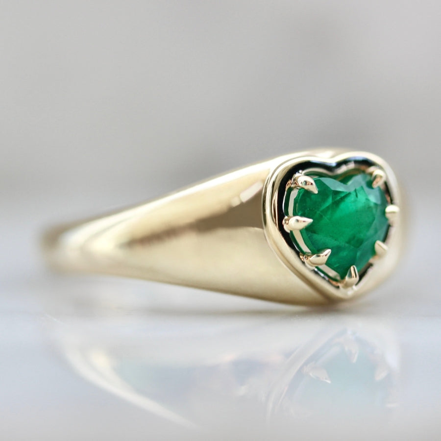 Sour Apple Heart Cut Emerald Bombe Ring