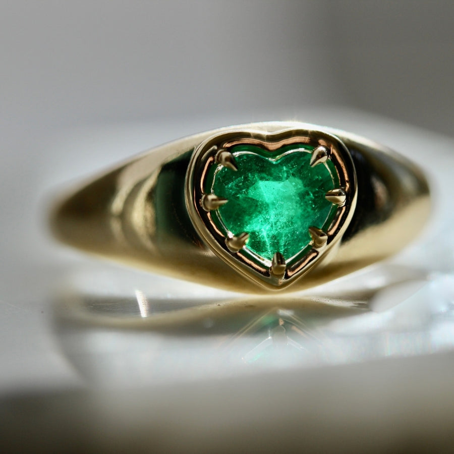 Sour Apple Heart Cut Emerald Bombe Ring