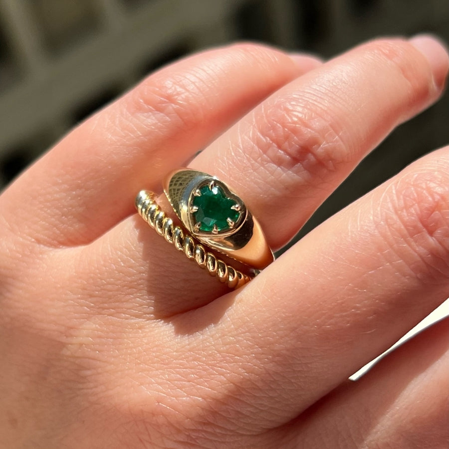 Sour Apple Heart Cut Emerald Bombe Ring