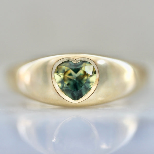 Sour Patch Green-Yellow Heart Cut Sapphire Ring