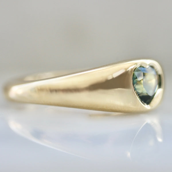 Sour Patch Green-Yellow Heart Cut Sapphire Ring