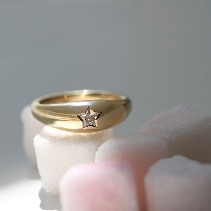 Star Cut Diamond Bombe Ring