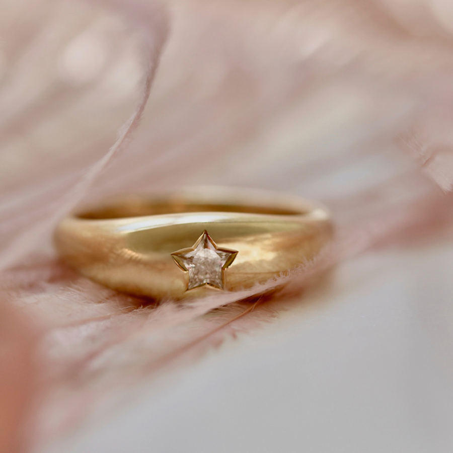 Star Cut Diamond Bombe Ring