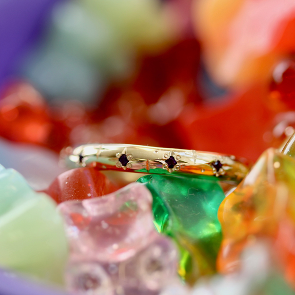 Star Engraved Amethyst Band