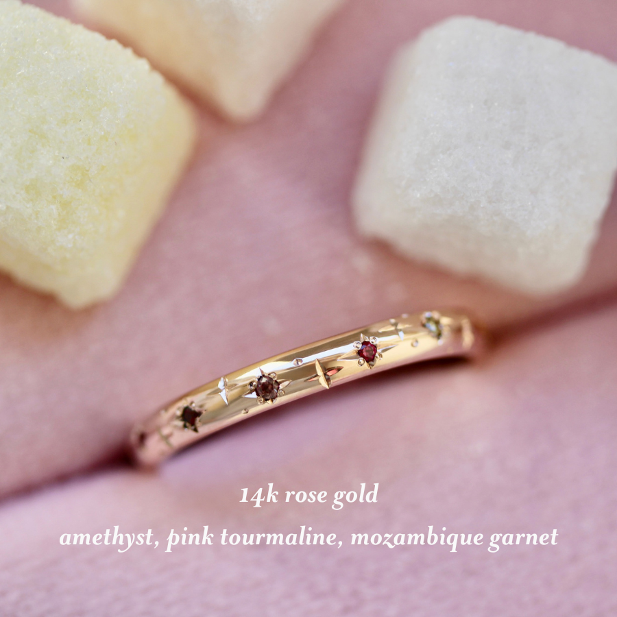 Star Engraved Gemstone Band