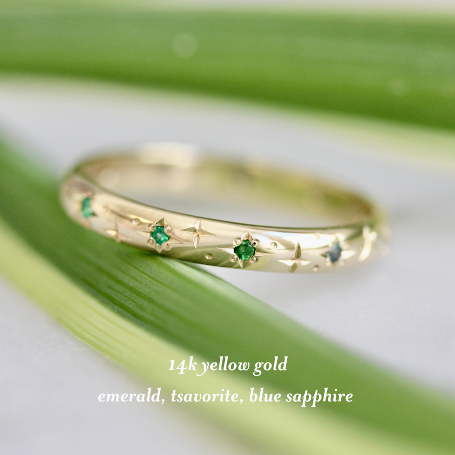 Star Engraved Gemstone Band