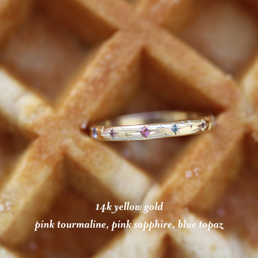 Star Engraved Gemstone Band